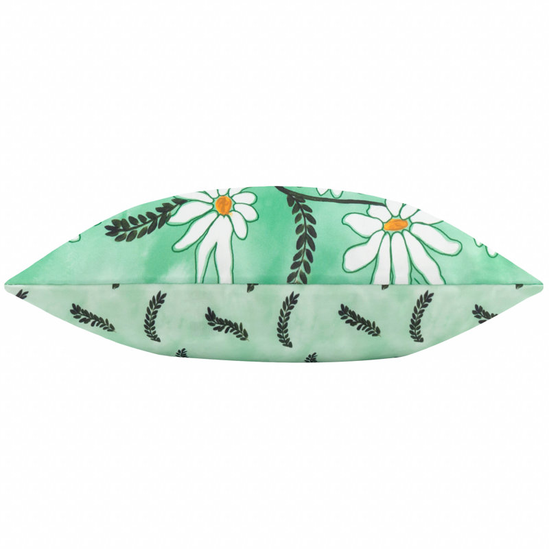 Daisy Fields Indoor / Outdoor Floral Green Rectangular Cushion, Pillow Cover Only - No Insert