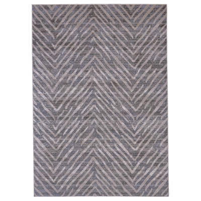 Tapis gris à motif de chevrons Jollanta