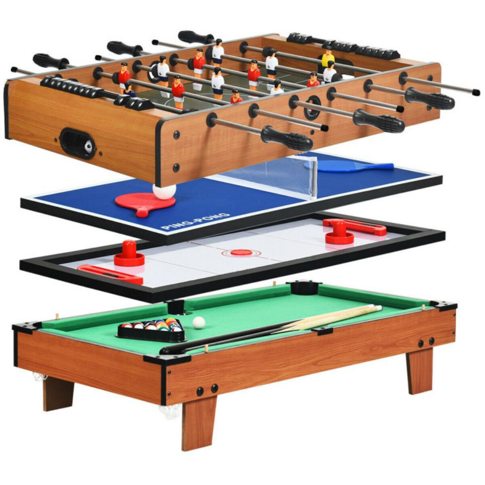 Multi-Games Table 4 In 1  Mini Pool, Push Hockey, Ping Pong, & Foosba –