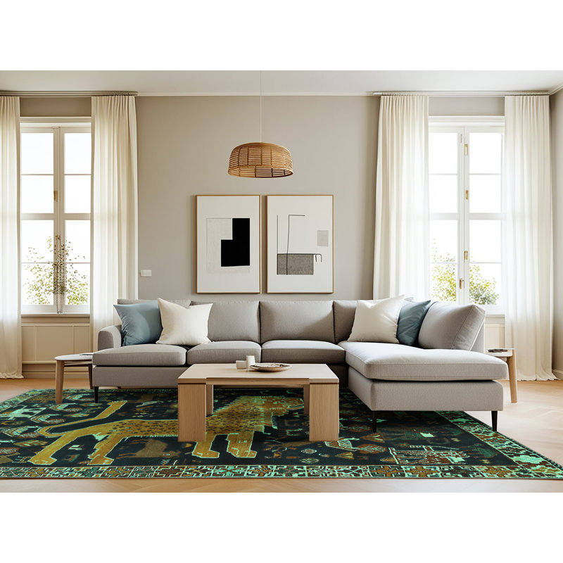 Tapis en chenille / polyester tissé à la machine Mucciolo, Rectangle 8 pi x 10 pi