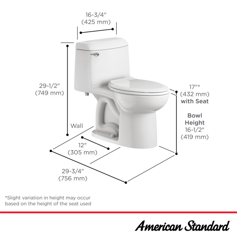 Toilette une pièce avec siège de toilette et anneau de cire American Standard Champion 4, hauteur de chaise, blanc