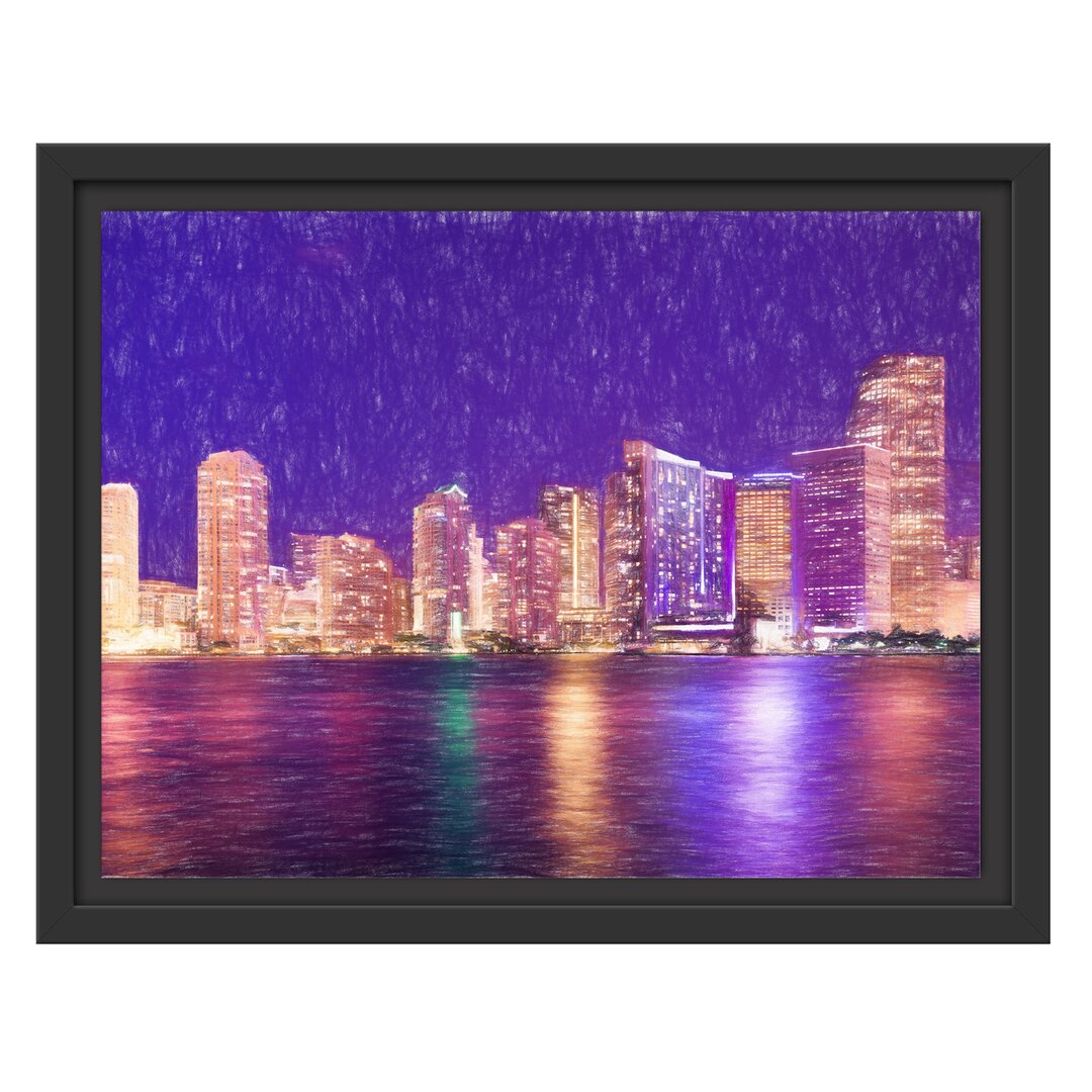 Gerahmtes Wandbild Skyline von Miami Florida