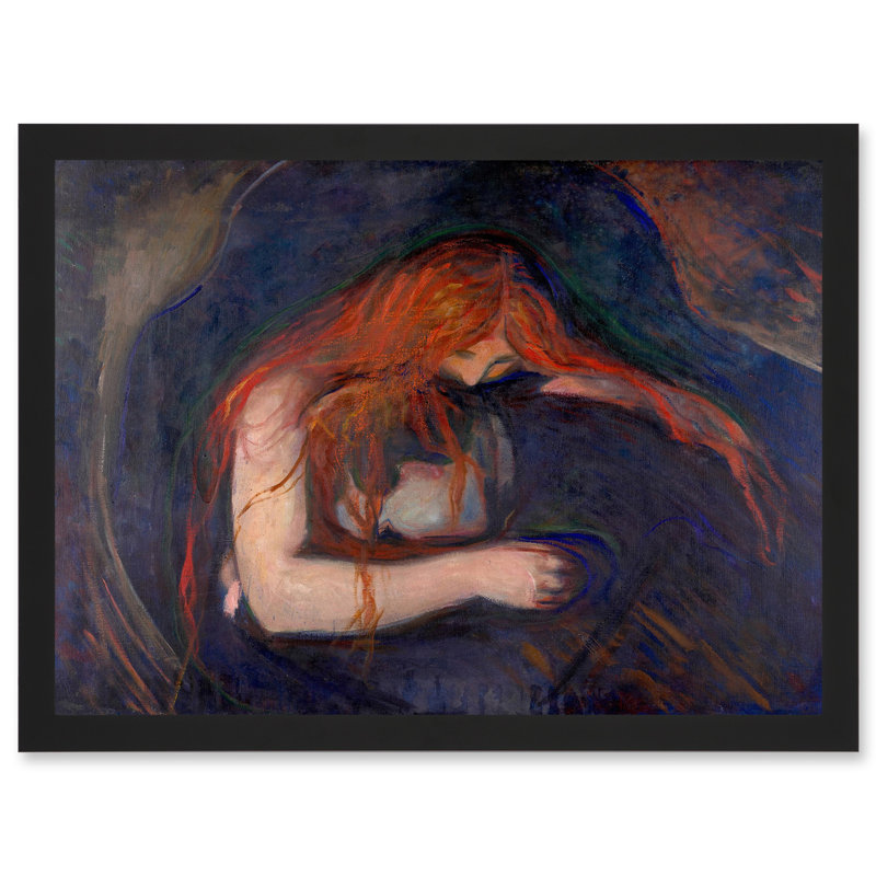 Munch Vampire 1895 Painting Gothic Dark - Single Picture Frame Print, 33cm H x 44.5cm W x 1.5cm D
