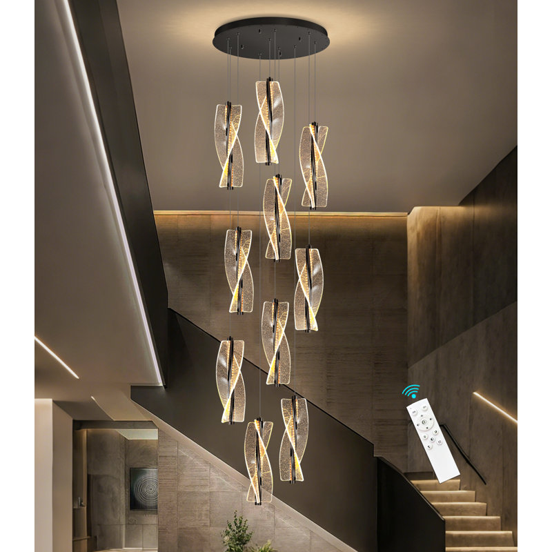Lustre 1 lumière DEL moderne en acrylique à intensité variable noir, 720 Lumens, 78.7" H x 4.7" W x 4.7" D, Matte Black