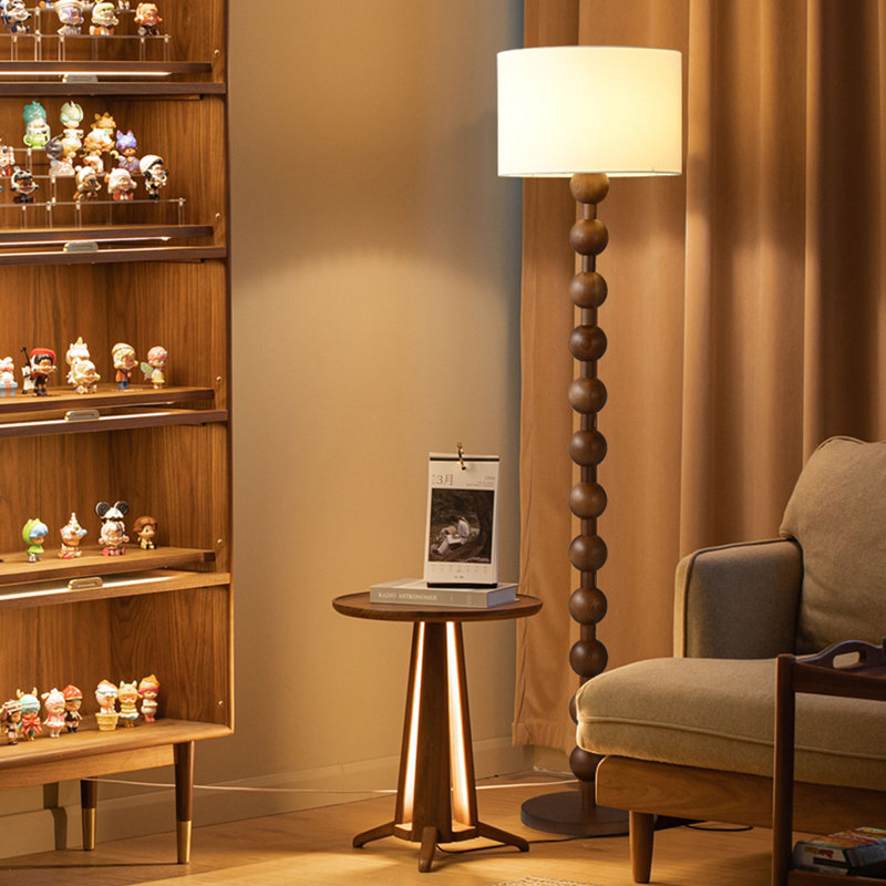Lampadaires ronds en bois massif, Brun noyer