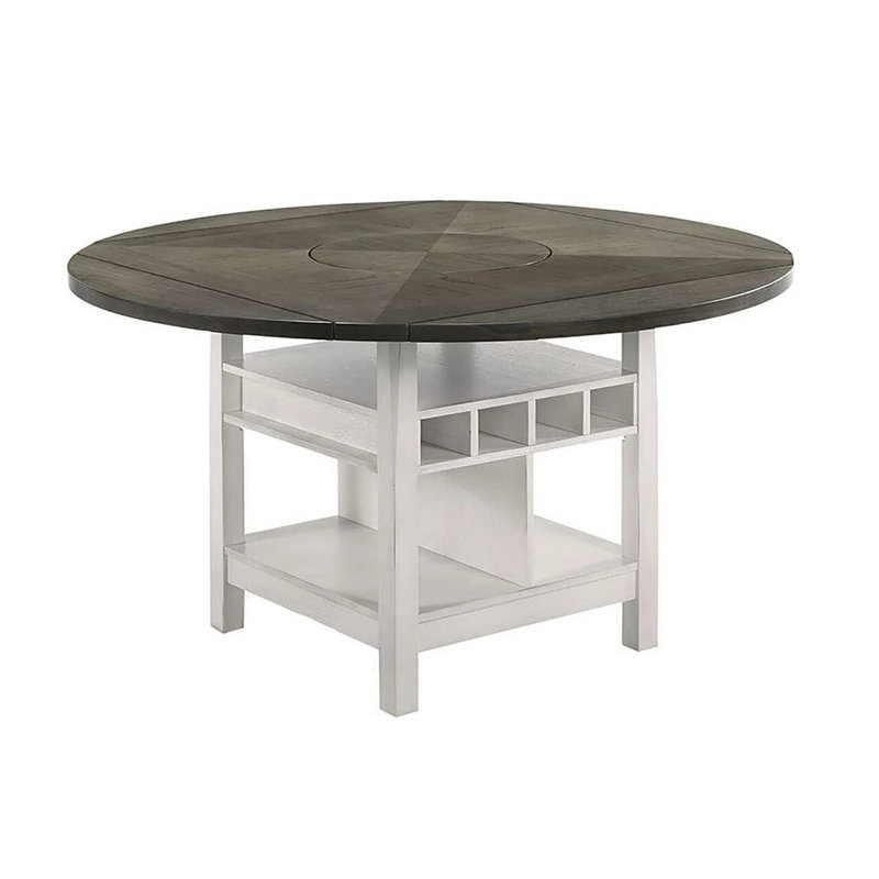 Table de salle à manger ronde de 60,4 po Ht., Blanc / gris