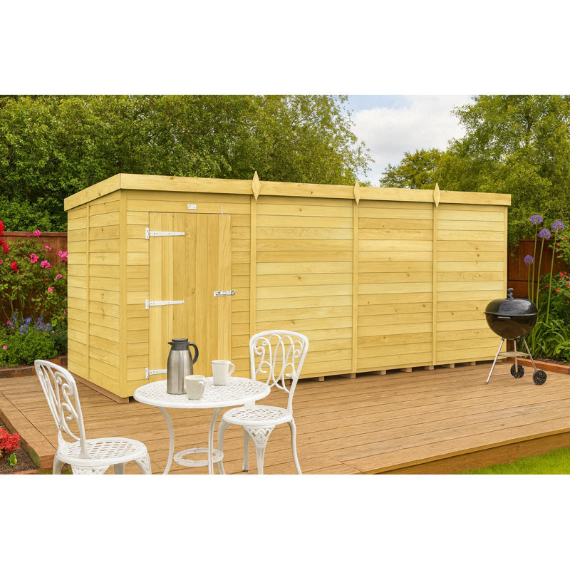 16ft x 5ft Pent Shed - Single Door with Windows