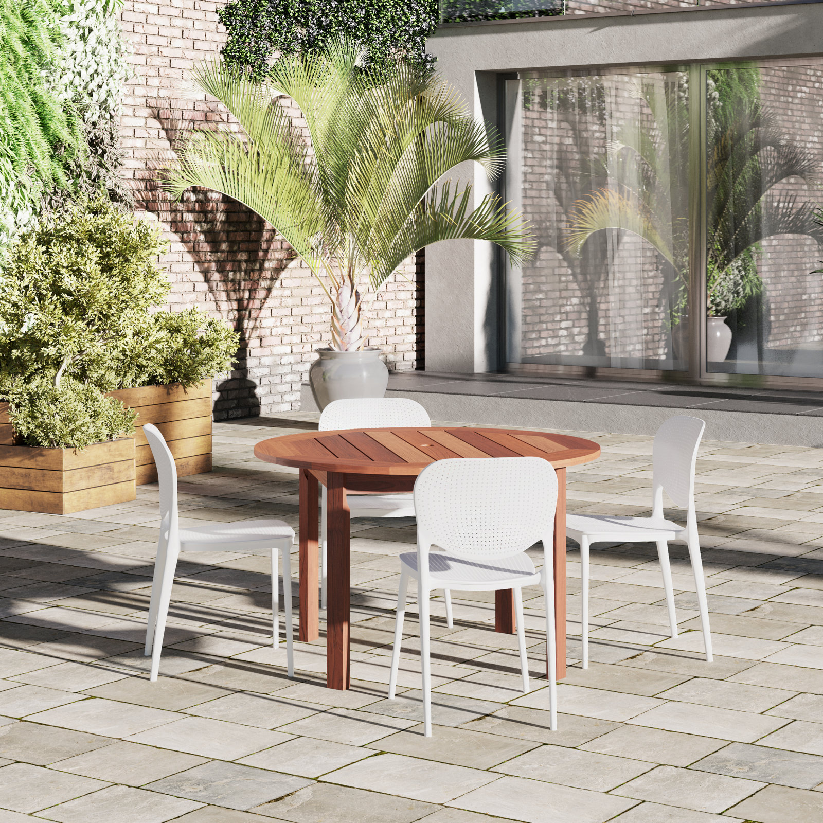 Anautica 47" Eucalyptus Patio Dining Set