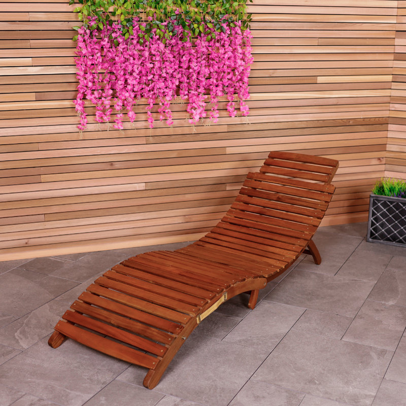 200cm Long Reclining Acacia Single Chaise
