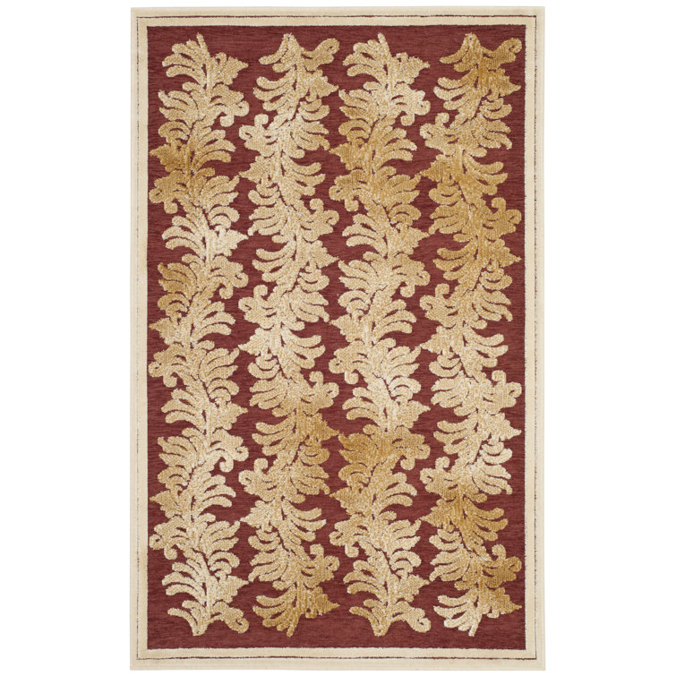Tapis rouge à motif floral Plume