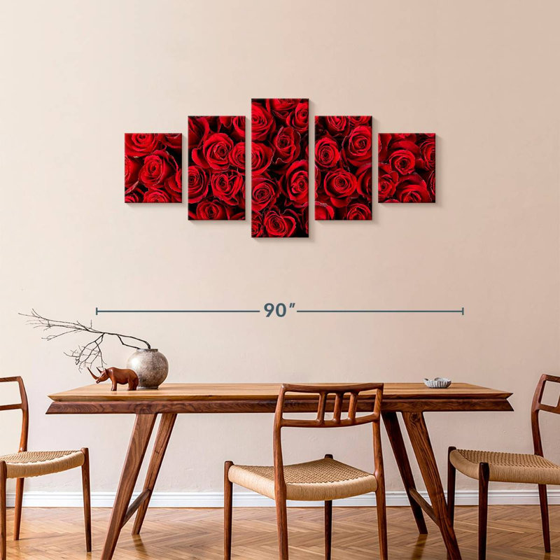 Bouquet de roses rouges, H 34 po x l 74 po