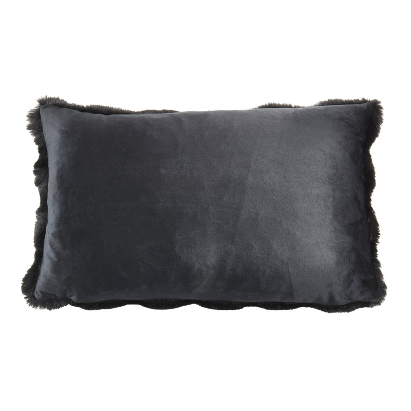 Cozy Bubble Faux Fur Pillow Cover, Polyester, Black, Rectangle 12" H x 20" W