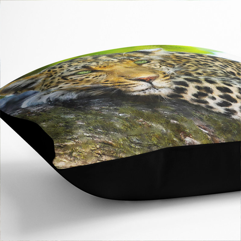 Leopard Vol.2 Square Throw Cushion, Black, 55cm H x 55cm W x 20cm D