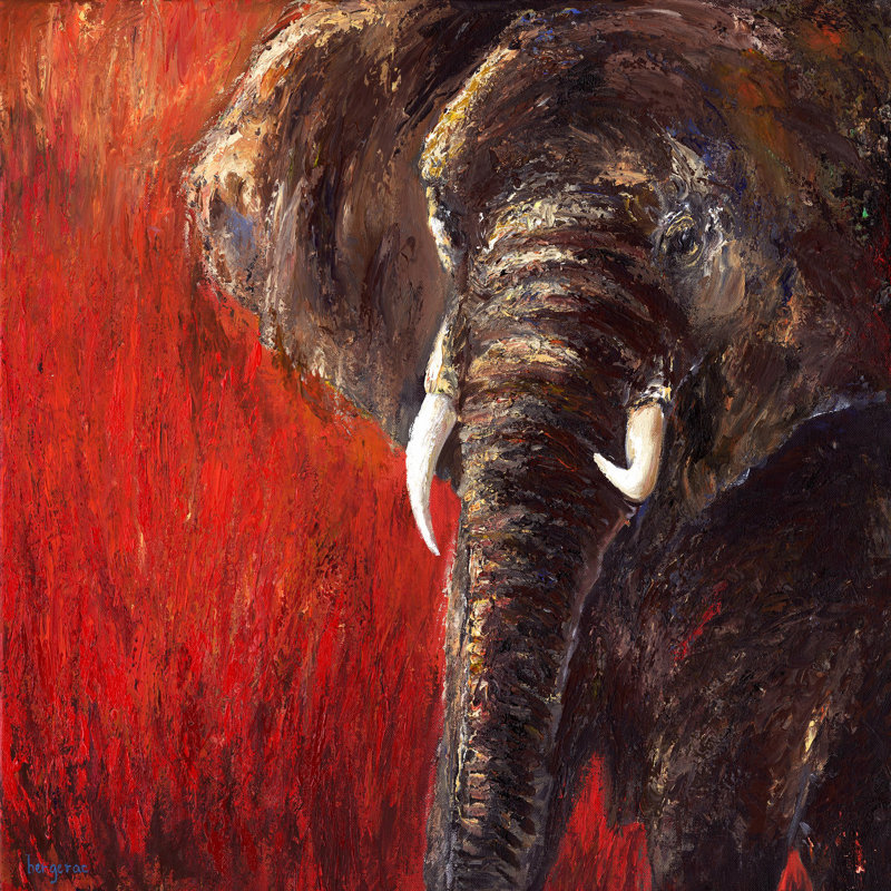 « red tranquility » par bergerac, reproduction d’art sur toile tendue, H 18 po x l 18 po x P 1,5 po