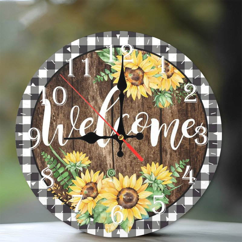Horloge murale en bois 10 po, mouvement silencieux, à piles (piles AA non incluses), décor artistique, parfait pour les décorations