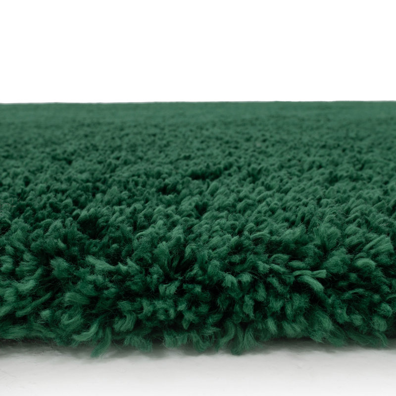 Durable Super Soft Shaggy Dark Green Rug, Runner 60 x 240cm