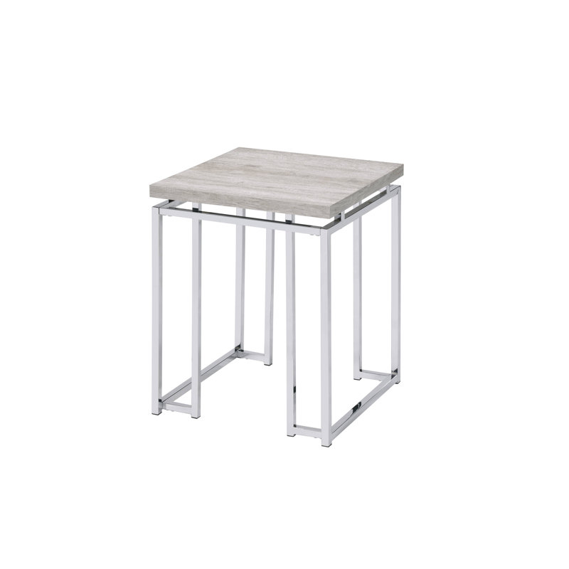 Natural Oak & Chrome Finish End Table