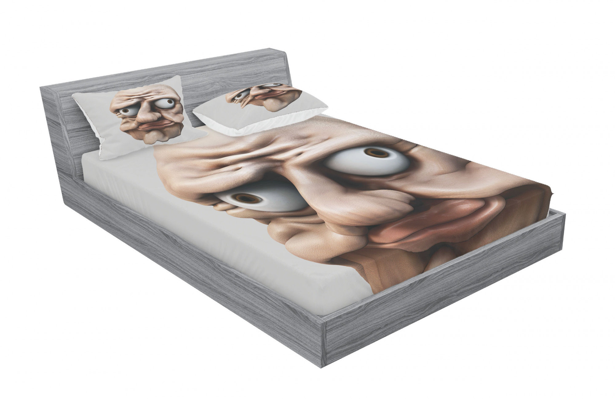 Ambesonne Humor Grumpy Internet Troll Face with Trippy Gestures Ugly ...