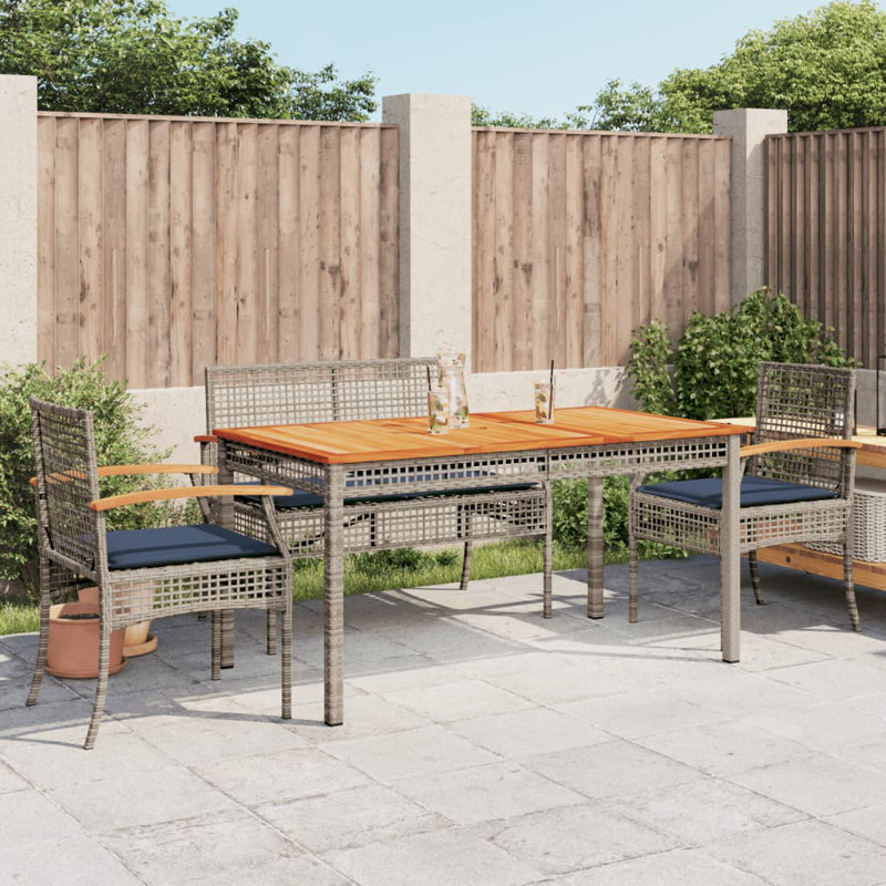Ensemble repas 5 pièces avec coussins en rotin Bayou Breeze, Gris / anthracite