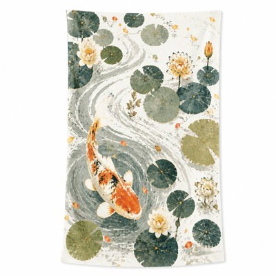 1 serviette de plage Koi Fish Lotus
