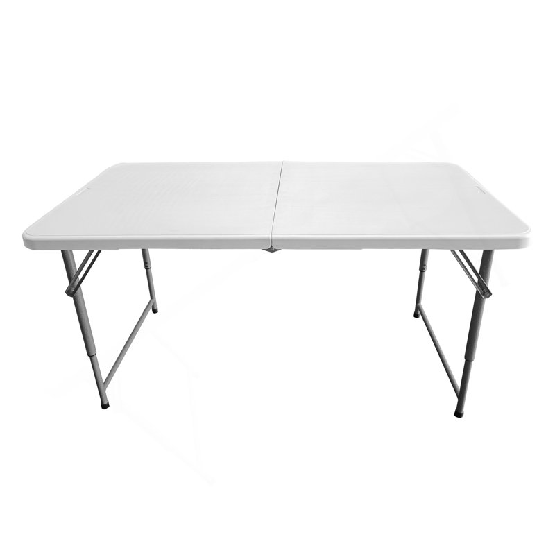 Table pliante à hauteur réglable en granit blanc Techni Home 4 pi avec poignée facile à transporter