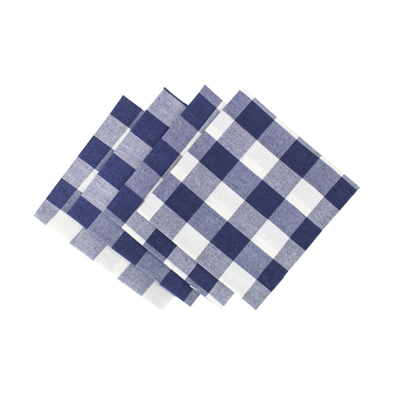 Ensemble de 4 serviettes en tissu écossais Blue Country Buffalo, Bleu marine