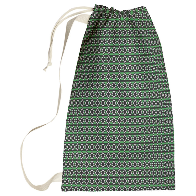 Sac à linge à motif géométrique, Petit (H 64 po x l 20 po x P 1,5 po), Noir/vert