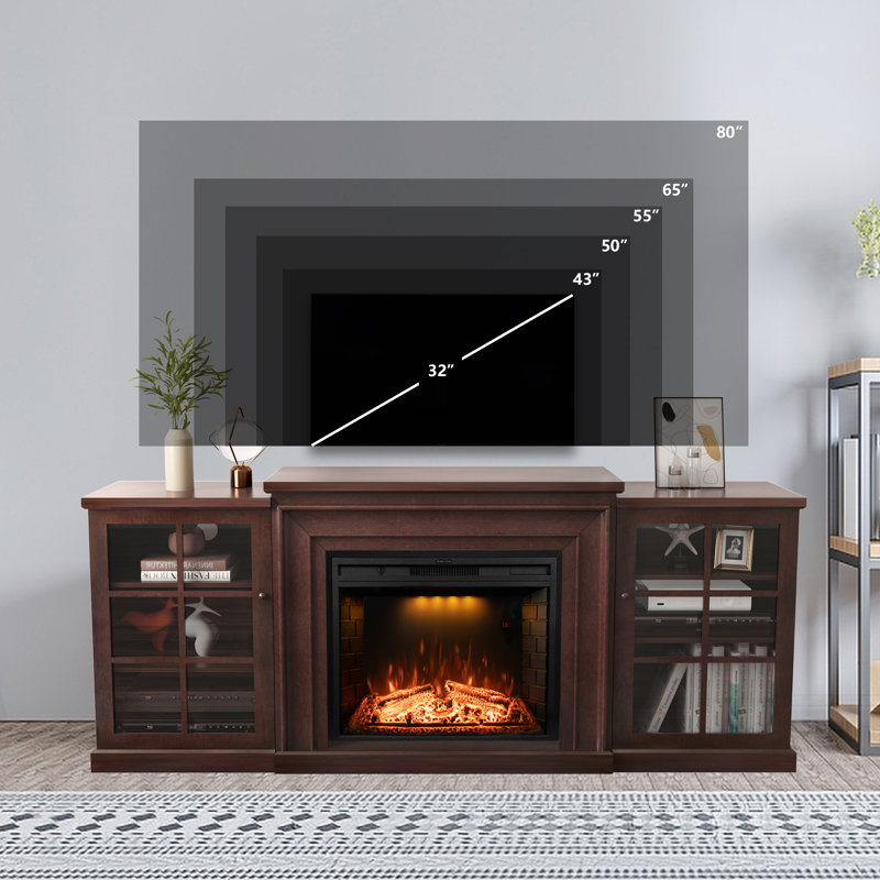 Meuble télé avec foyer électrique pour téléviseur de 82 po ou moins Ginney