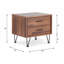 2 tables de chevet en noyer avec pieds en métal pour la finition de la table de nuit et un support pour les jambes, 2 tiroirs