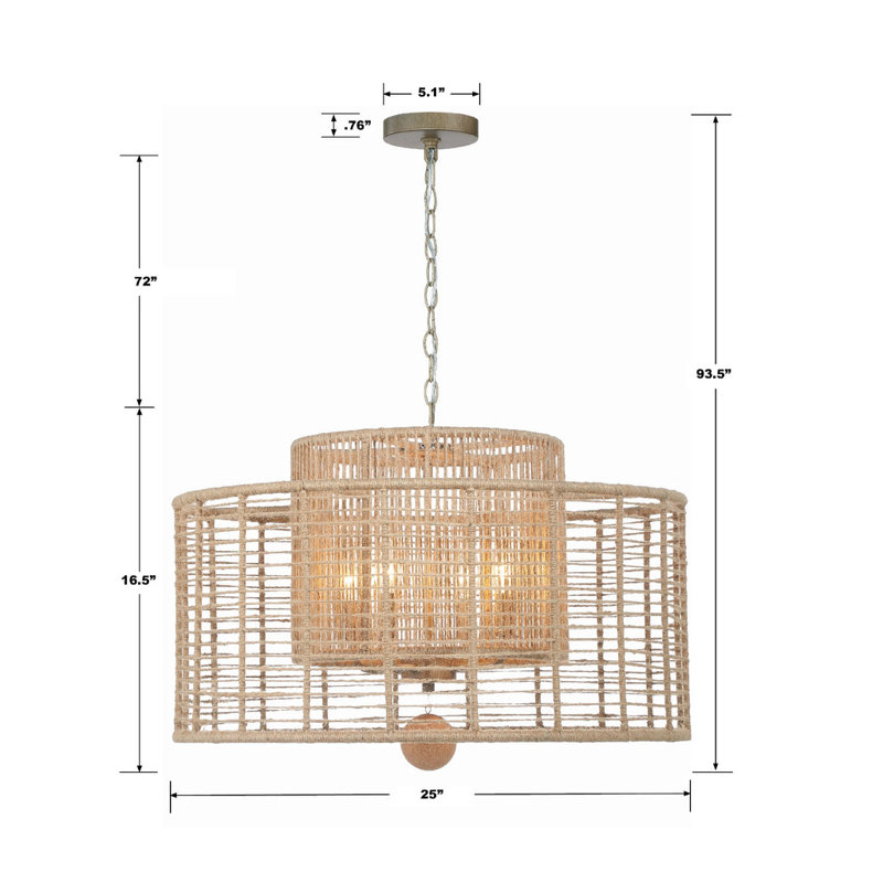 Jayna 4 - Light Unique / Statement Geometric Chandelier, Beige, Burnished Silver