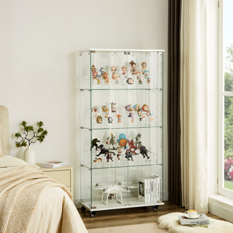 Vitrine à 4 niveaux en verre, Blanc