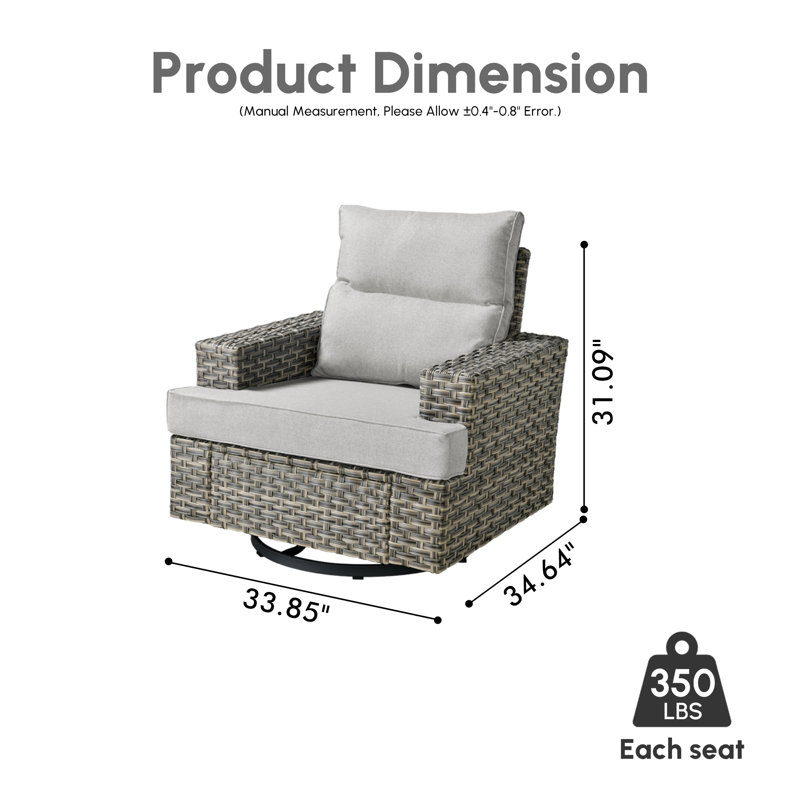 Ensemble de chaise berçante d'extérieur avec coussins, Light Gray