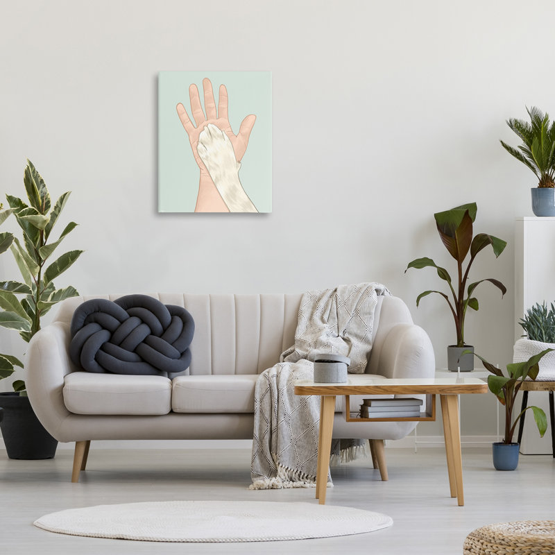 «Cat Paw High Five Wrarap Canvas» par Tara Royle sur toile, H 20 po x l 16 po, Estampe numérique Farmhouse