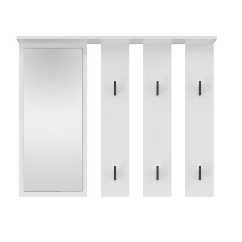 Novick Solid Wood Wall 6 - Hook Coat Rack, White