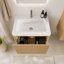 Meuble-lavabo suspendu de 61 cm avec lavabo en surface solide blanche, armoire de salle de bain murale en chêne naturel rayé, meuble-lavabo moderne préassemblé-86991634