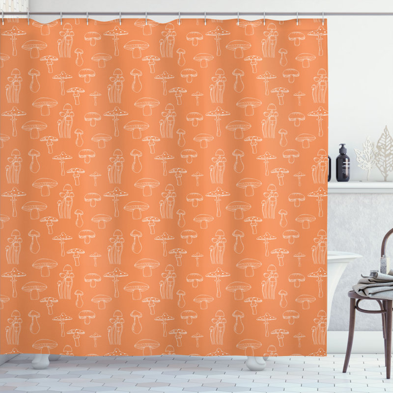 Ensemble de rideau de douche Mushroom + crochets, L 69 po x L 84 po, Dark Peach