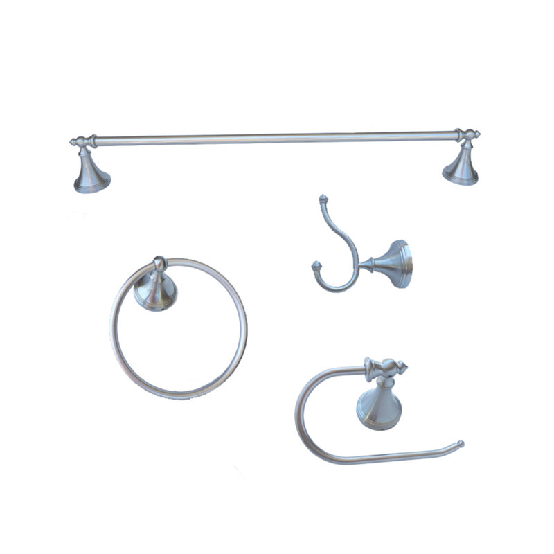 Ensemble de quincaillerie de salle de bain 4 pièces Annchester, Nickel satiné