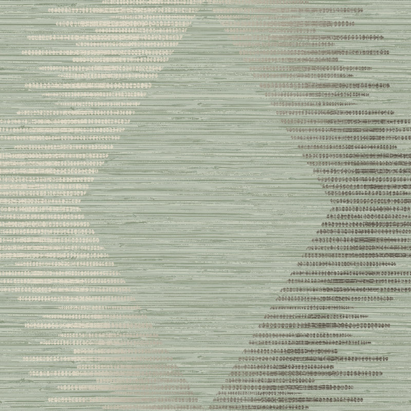 Zen Geometric Metallic Wallpaper Double Roll, Sage
