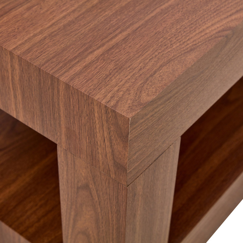 Table basse moderne à 2 niveaux pour mobilier de salon, table centrale rectangulaire avec tablette de rangement ouverte. La table basse à double couche est fabriquée en panneau de fibres à densité moyenne. Assemblage stable et durable, facile