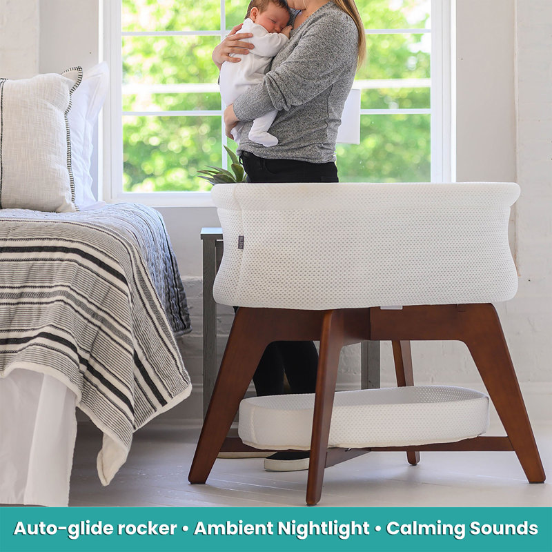 Evi Smart Bassinet, Dark Brown Wood