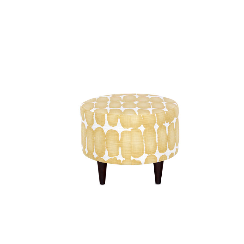 Meila Upholstered Ottoman, Yellow/White 100% Cotton