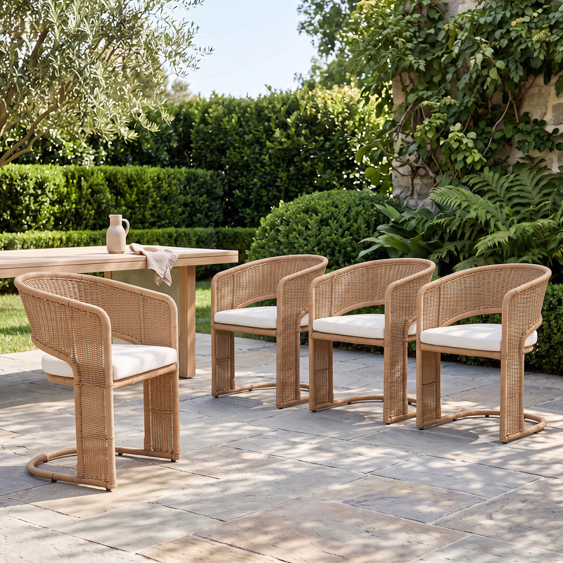 Outdoor Dining Armchair with Cushions