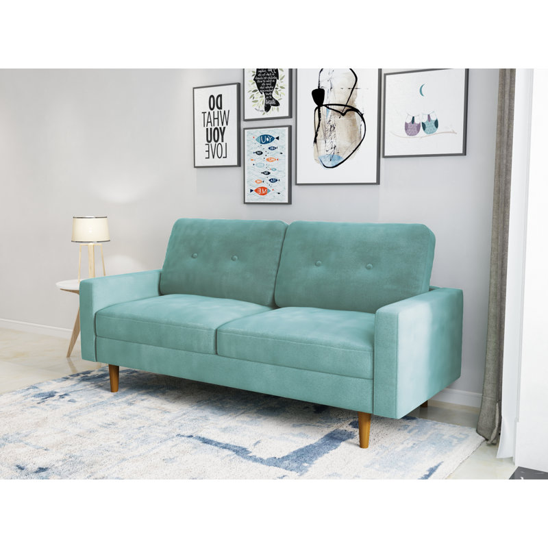 70'' Velvet Sofa, Aqua Turquoise Velvet 
