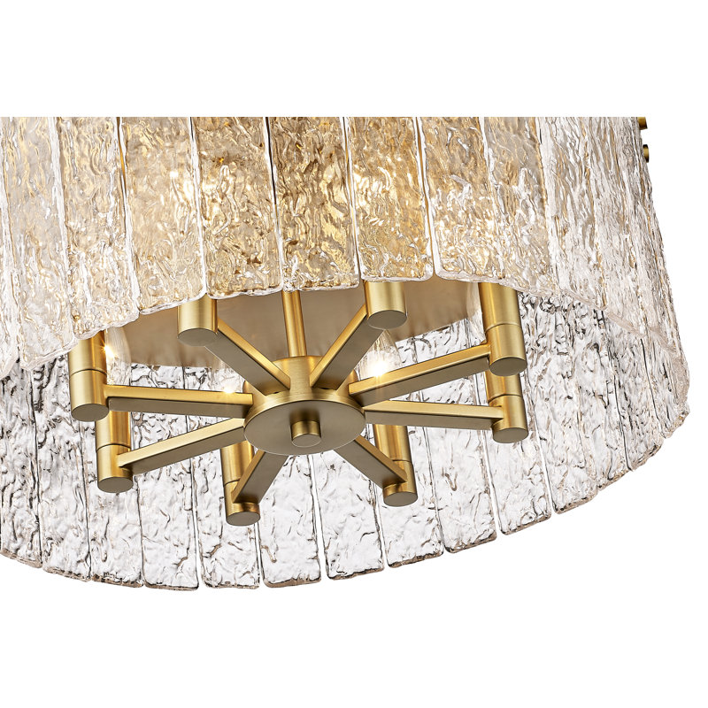 Raeeyan Glass Flush Mount, Modern Gold
