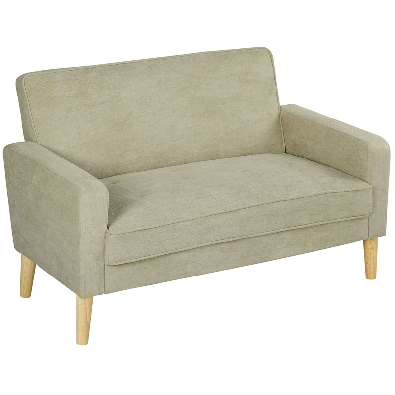 Solid Wood Polyester Loveseat, Beige