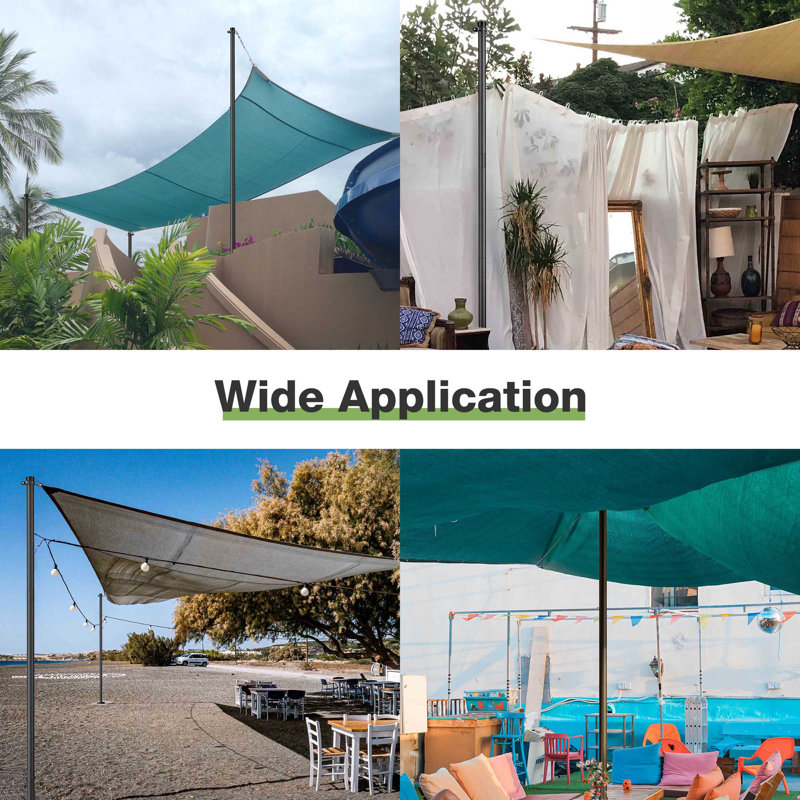 10 Ft Shade Sail Pole Post with Bracket Clamp