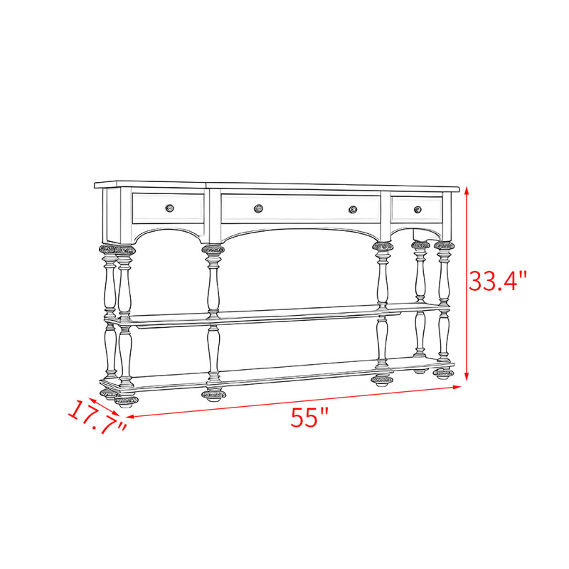 American-style solid wood console table