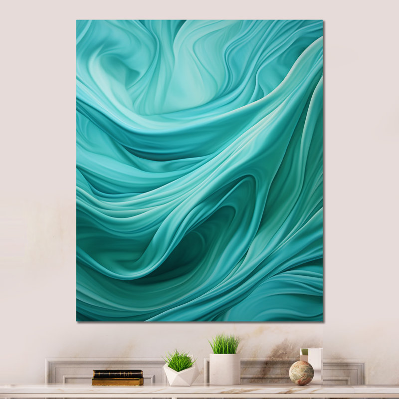 «Turqoise Warformer Waves I» sur métal, H 32 po x l 16 po x P 1 po