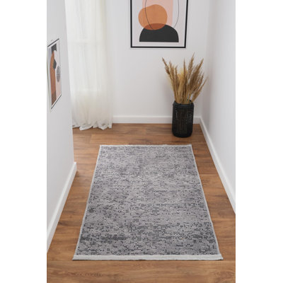 Ruglenza Modern Woven Rug - Washable Soft Touch Carpet, Non Slip Base, Easy Clean Wool Blend Texture, Decorative Area Rug for Living Room & Bedroom