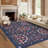 Floral 8x10 Washable Rug for Living Room Farmhouse Non Slip Area Rug for Bedroom Nursery Rugs for Dining Room Dark Blue-737805650-737805652
